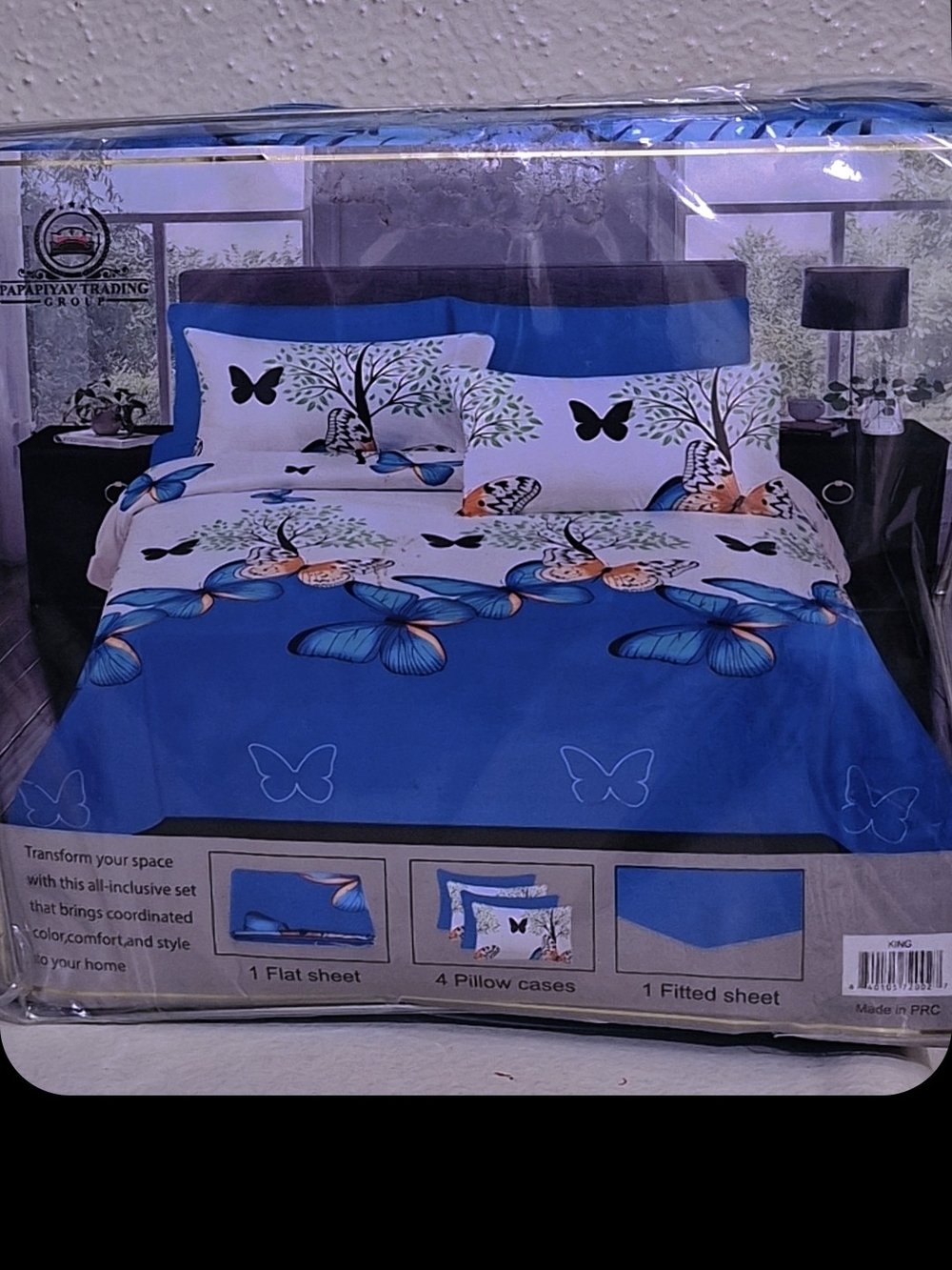 Papapiyay Blue Butterfly Tree Bedding Sheet Set